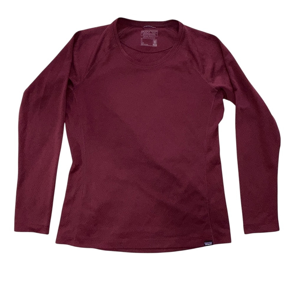 Patagonia Baselayer Women Hiking Capilene Midweight Gorpcore Large Burgundy EUC